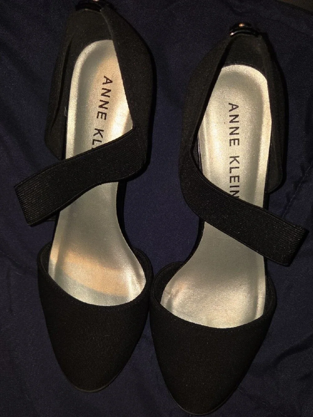 Anne Klein Black D'Orsay Flats with Elastic Strap